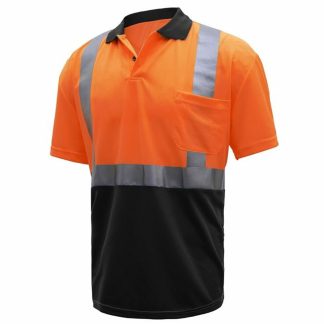 Hi-Vis Orange Polo with Black Bottom, SPF 50 Sun Protection – 5004