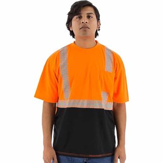 High Visibility Short Sleeve Safety Shirt with Reflective Chainsaw Striping - Orange 75-5216