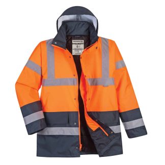 Wickmaster - Class 3, Quilt Lined Insulated Parka, Navy Bottom - Safety Orange – JS47