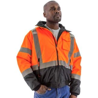 Majestic Safety High Visibility Waterproof Jacket w/Removable Fleece Liner – Orange, 75-1312