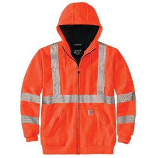 Carhartt 104988 - High-Visibility Loose Fit Midweight Thermal-Lined Full-Zip Class 3 Sweatshirt Orange